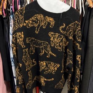 Rails Black and Orange Animal Print Sweater